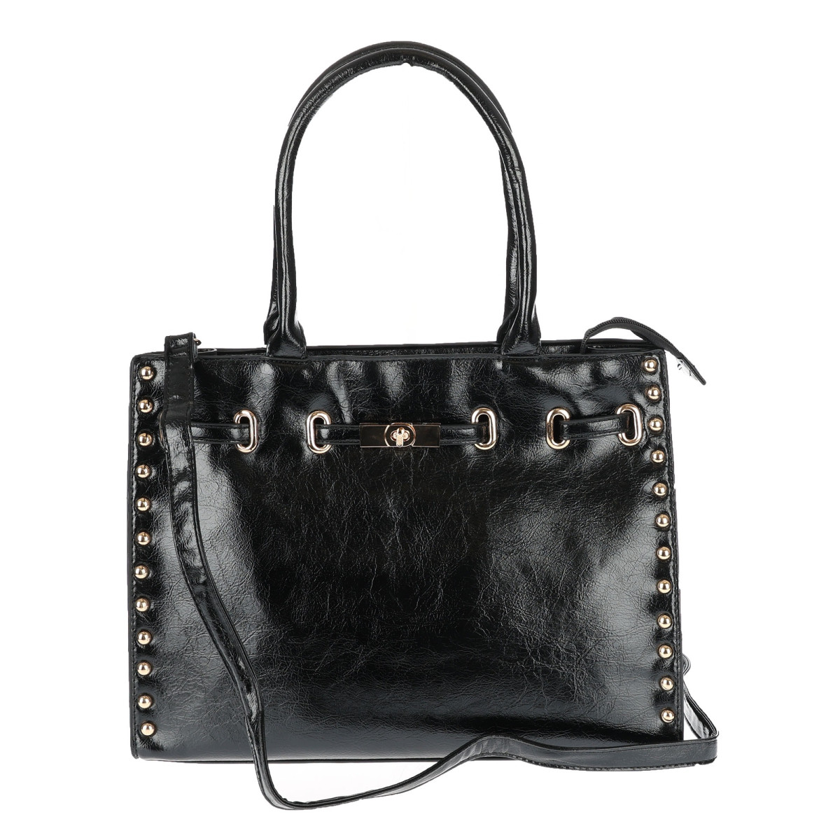 Torebka Damska shopper Teczka torba na ramię duża pojemna AM612 Czarna