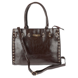 Torebka Damska shopper Teczka torba na ramię duża pojemna AM612 Czekoladowa