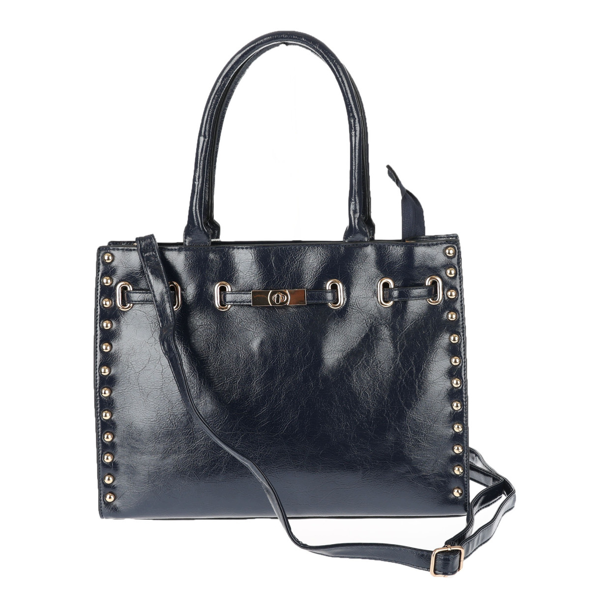Torebka Damska shopper Teczka torba na ramię duża pojemna AM612 Granatowa