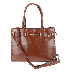 Torebka Damska shopper Teczka torba na ramię duża pojemna AM612 Brązowa