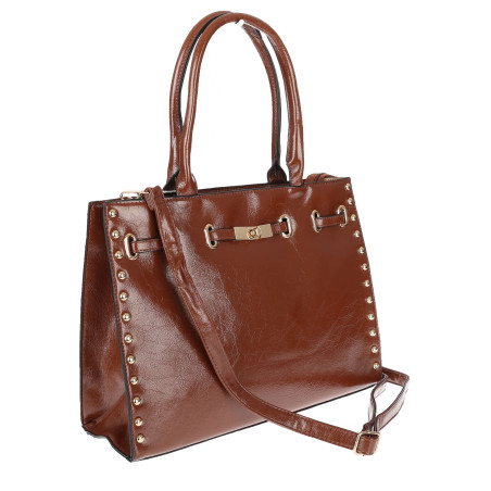 Torebka Damska shopper Teczka torba na ramię duża pojemna AM612 Brązowa