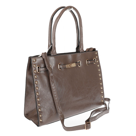 Torebka Damska shopper Teczka torba na ramię duża pojemna AM612 Beżowa