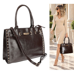 Torebka Damska shopper Teczka torba na ramię duża pojemna AM612 Czekoladowa