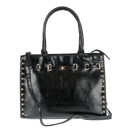 Torebka Damska shopper Teczka torba na ramię duża pojemna AM612 Czarna