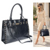 Torebka Damska shopper Teczka torba na ramię duża pojemna AM612 Granatowa