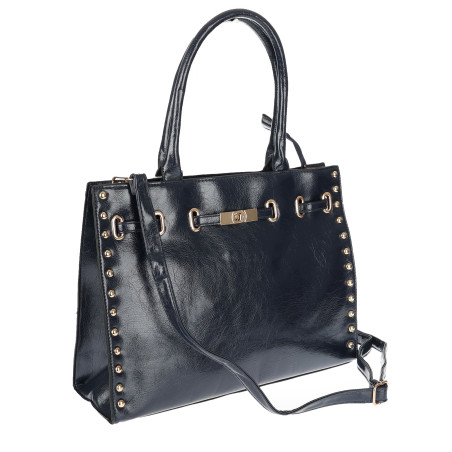 Torebka Damska shopper Teczka torba na ramię duża pojemna AM612 Granatowa