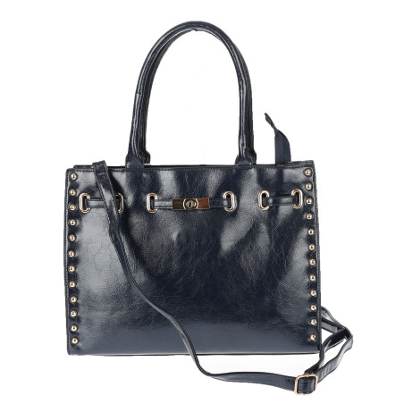 Torebka Damska shopper Teczka torba na ramię duża pojemna AM612 Granatowa