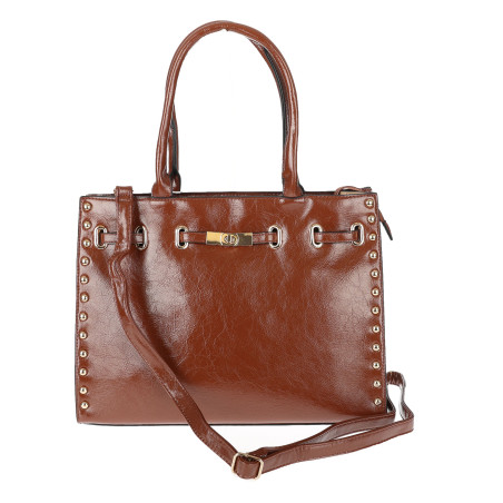 Torebka Damska shopper Teczka torba na ramię duża pojemna AM612 Brązowa