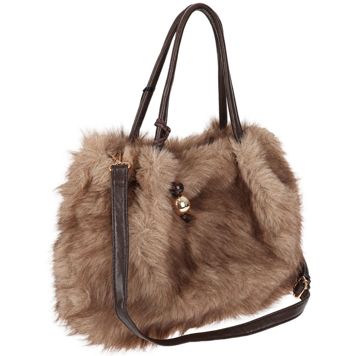 Torebka damska Tommasini Futrzana shopper Pojemna do ręki T3741 Beżowa