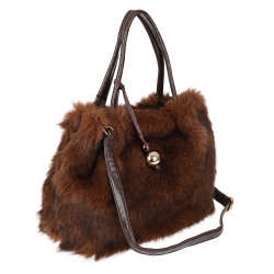 Torebka damska Tommasini Futrzana shopper Pojemna do ręki T3741 Brązowa
