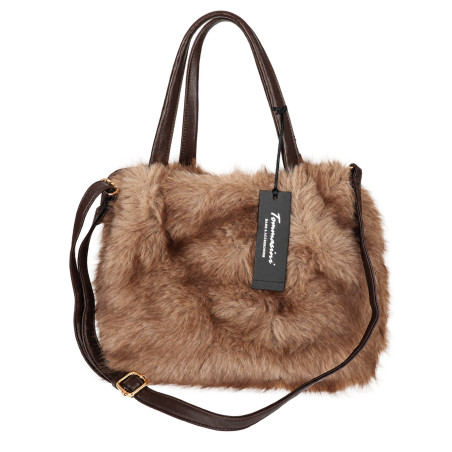 Torebka damska Tommasini Futrzana shopper Pojemna do ręki T3741 Beżowa