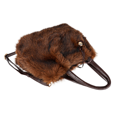 Torebka damska Tommasini Futrzana shopper Pojemna do ręki T3741 Brązowa