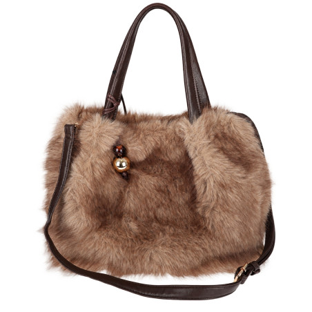 Torebka damska Tommasini Futrzana shopper Pojemna do ręki T3741 Beżowa