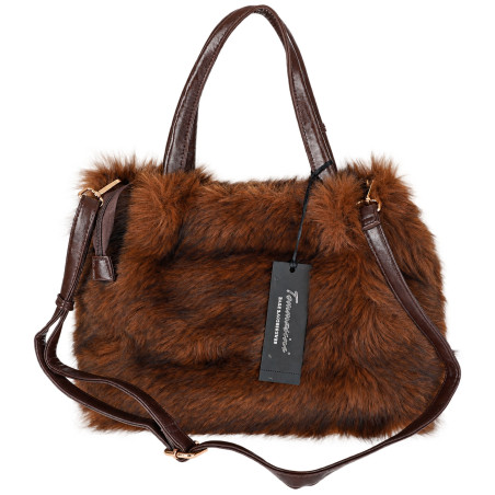 Torebka damska Tommasini Futrzana shopper Pojemna do ręki T3741 Brązowa