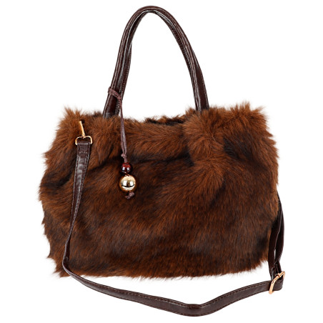 Torebka damska Tommasini Futrzana shopper Pojemna do ręki T3741 Brązowa