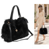 Torebka damska Tommasini Futrzana shopper Pojemna do ręki T3741 Czarna