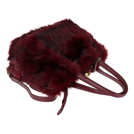 Torebka damska Tommasini Futrzana shopper Pojemna do ręki T3741 Bordowa