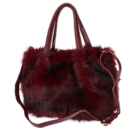 Torebka damska Tommasini Futrzana shopper Pojemna do ręki T3741 Bordowa