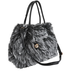 Torebka damska Tommasini Futrzana shopper Pojemna do ręki T3741 Szara