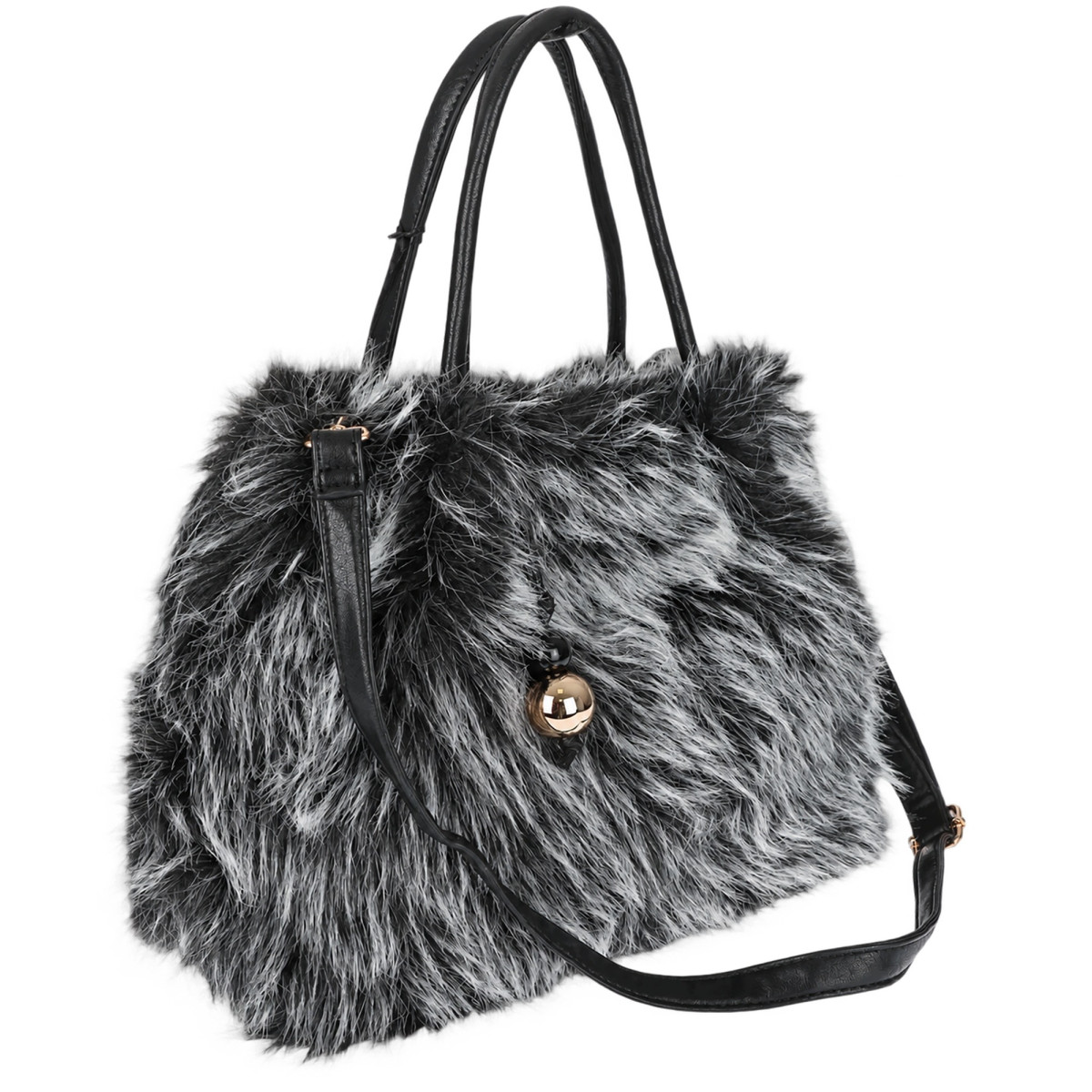 Torebka damska Tommasini Futrzana shopper Pojemna do ręki T3741 Szara
