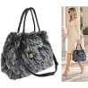 Torebka damska Tommasini Futrzana shopper Pojemna do ręki T3741 Szara