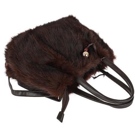 Torebka damska Tommasini Futrzana shopper Pojemna do ręki T3741 Czekoladowa