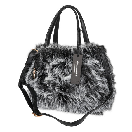 Torebka damska Tommasini Futrzana shopper Pojemna do ręki T3741 Szara