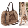 Torebka damska Tommasini Futrzana shopper Pojemna do ręki T3741 Beżowa