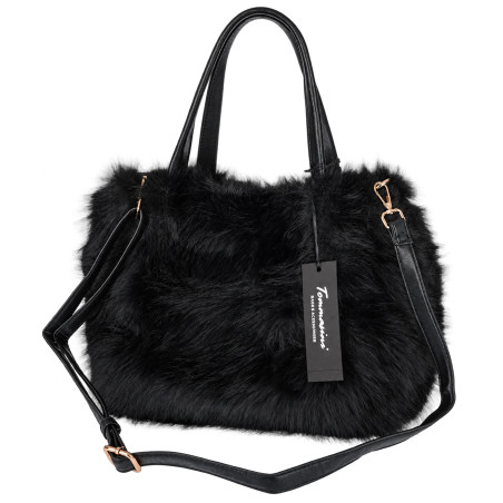 Torebka damska Tommasini Futrzana shopper Pojemna do ręki T3741 Czarna