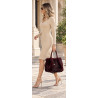 Torebka damska Tommasini Futrzana shopper Pojemna do ręki T3741 Bordowa