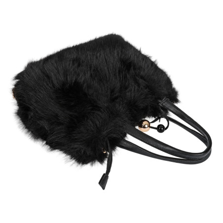 Torebka damska Tommasini Futrzana shopper Pojemna do ręki T3741 Czarna