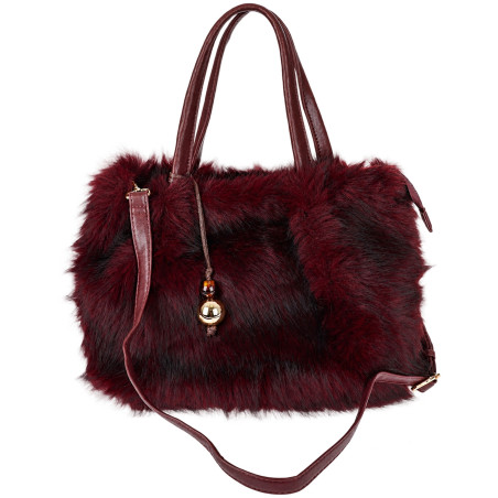 Torebka damska Tommasini Futrzana shopper Pojemna do ręki T3741 Bordowa