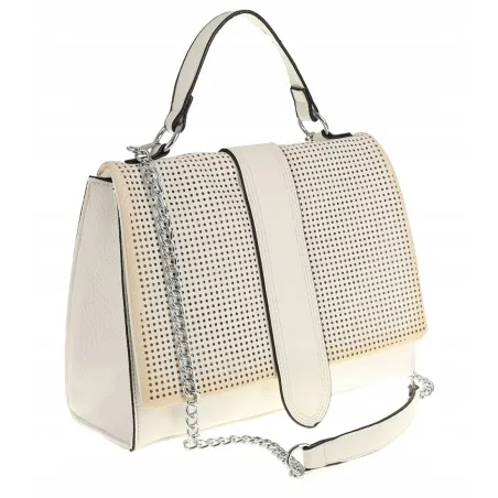 SARA MODA Elegancka Torebka kuferek listonoszka ażurowa 6899 White