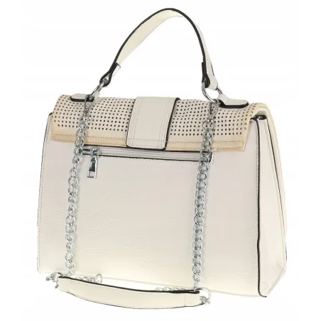 SARA MODA Elegancka Torebka kuferek listonoszka ażurowa 6899 White