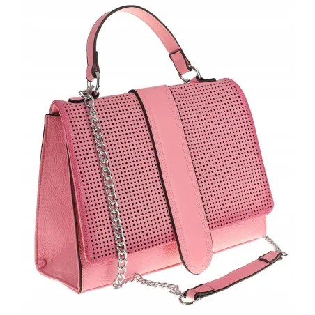 SARA MODA Elegancka Torebka kuferek listonoszka ażurowa 6899 Pink