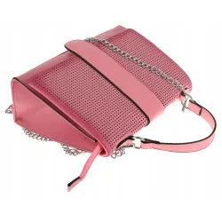 SARA MODA Elegancka Torebka kuferek listonoszka ażurowa 6899 Pink