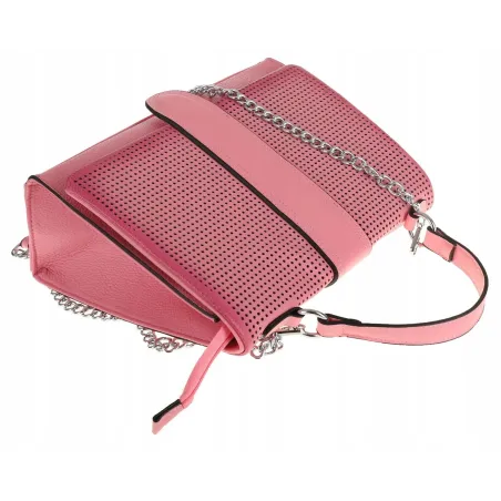 SARA MODA Elegancka Torebka kuferek listonoszka ażurowa 6899 Pink