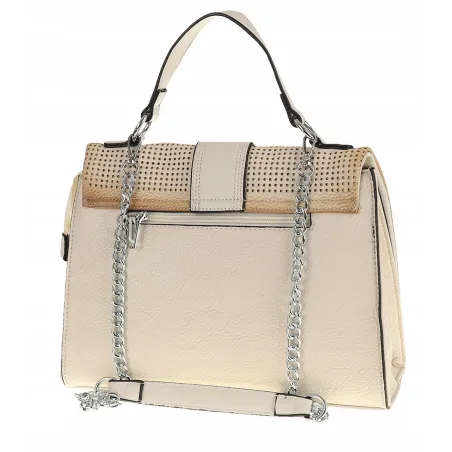SARA MODA Elegancka Torebka kuferek listonoszka ażurowa 6899 Beige