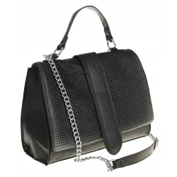 SARA MODA Elegancka Torebka kuferek listonoszka ażurowa 6899 Black