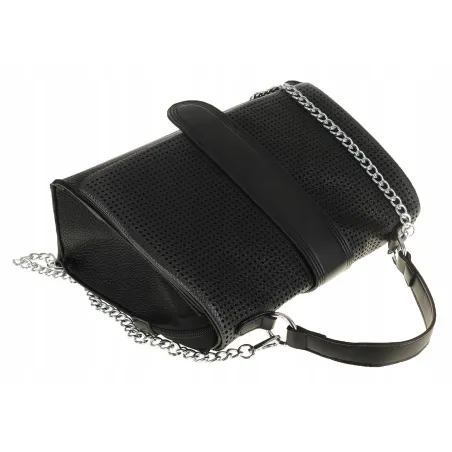 SARA MODA Elegancka Torebka kuferek listonoszka ażurowa 6899 Black