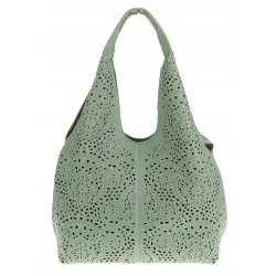 ANDREA MASSI Włoska Marka Torebka Damska Ażurowa 2w1 Worek na Ramię 23049 Green