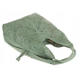 ANDREA MASSI Włoska Marka Torebka Damska Ażurowa 2w1 Worek na Ramię 23049 Green