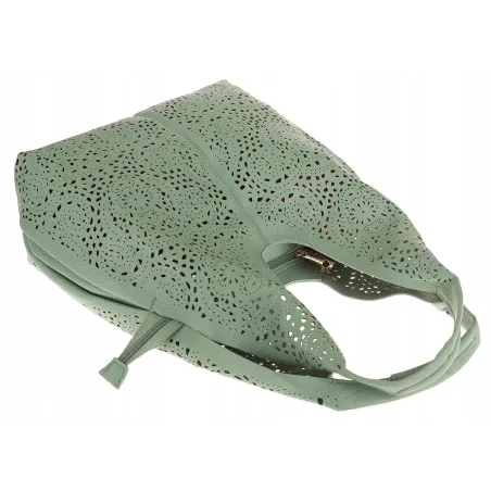 ANDREA MASSI Włoska Marka Torebka Damska Ażurowa 2w1 Worek na Ramię 23049 Green