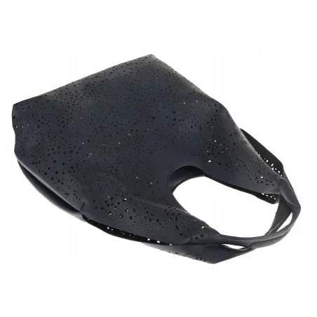 ANDREA MASSI Włoska Marka Torebka Damska Ażurowa 2w1 Worek na Ramię 23049 Granatowa