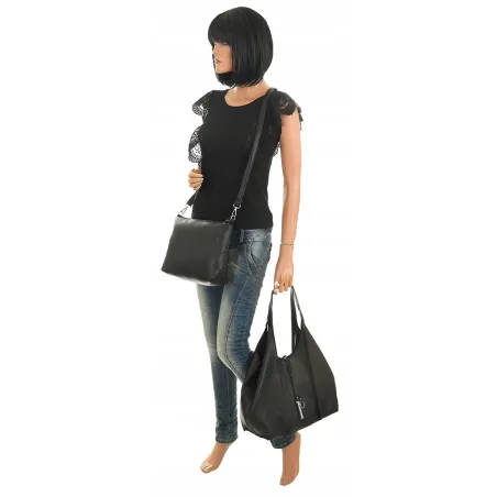 Maxfly Włoska Marka Torebka Damska worek listonoszka MF1778 Black