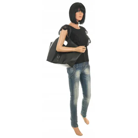 Maxfly Włoska Marka Torebka Damska worek listonoszka MF1778 Black