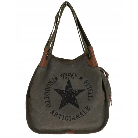 Torebka damska duża pojemna worek na ramię shopper listonoszka z208 Zielona