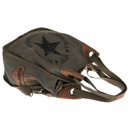 Torebka damska duża pojemna worek na ramię shopper listonoszka z208 Zielona