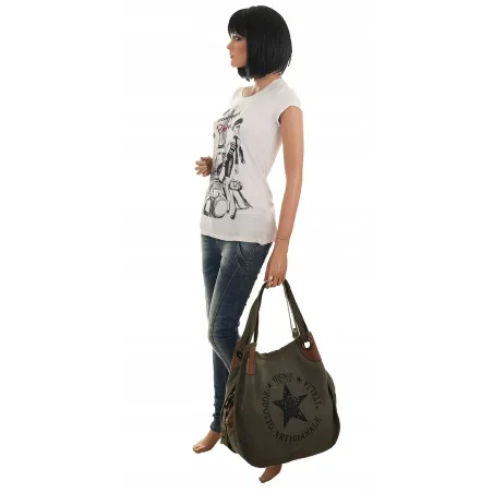 Torebka damska duża pojemna worek na ramię shopper listonoszka z208 Zielona