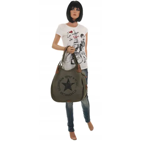 Torebka damska duża pojemna worek na ramię shopper listonoszka z208 Zielona